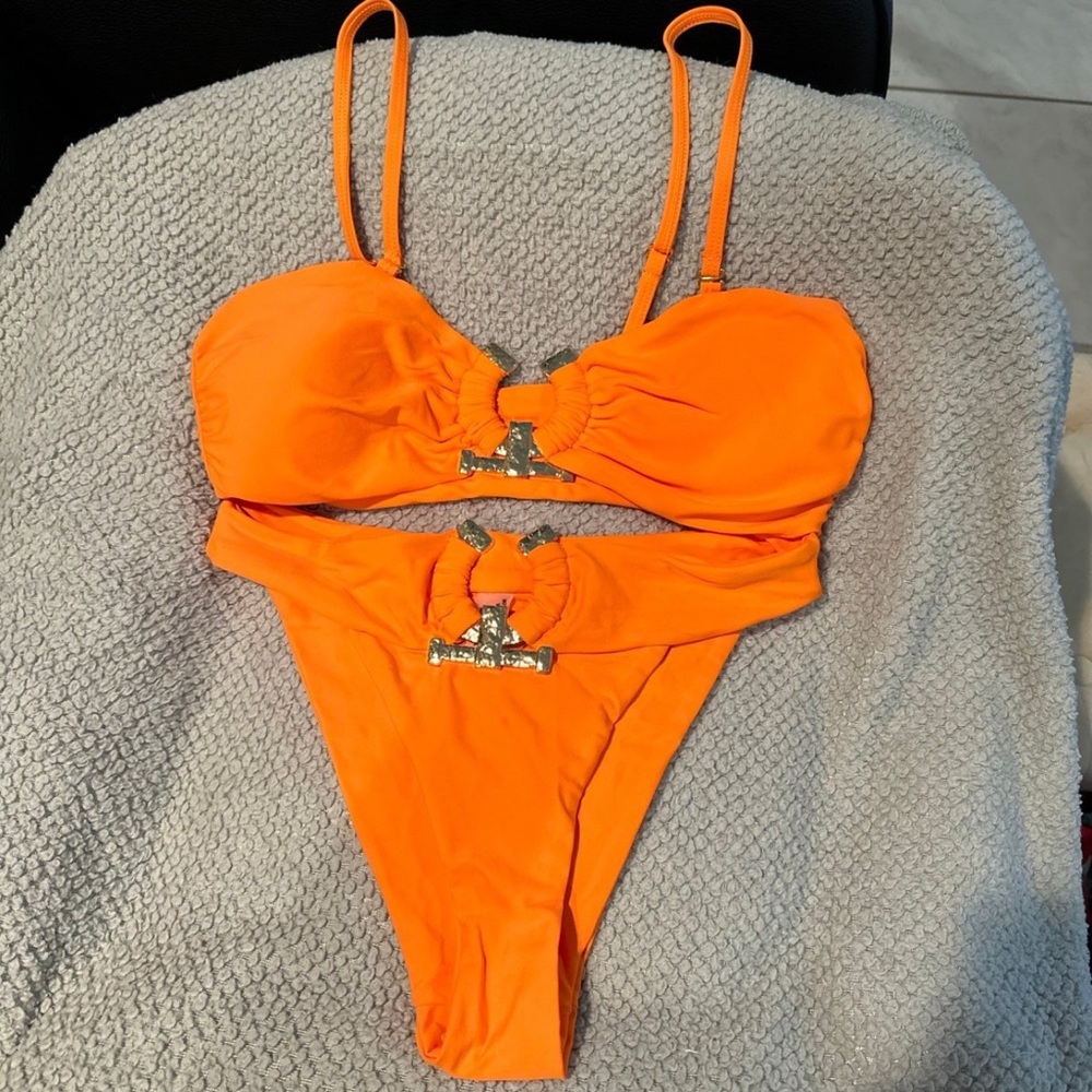 Orange and gold bikini set